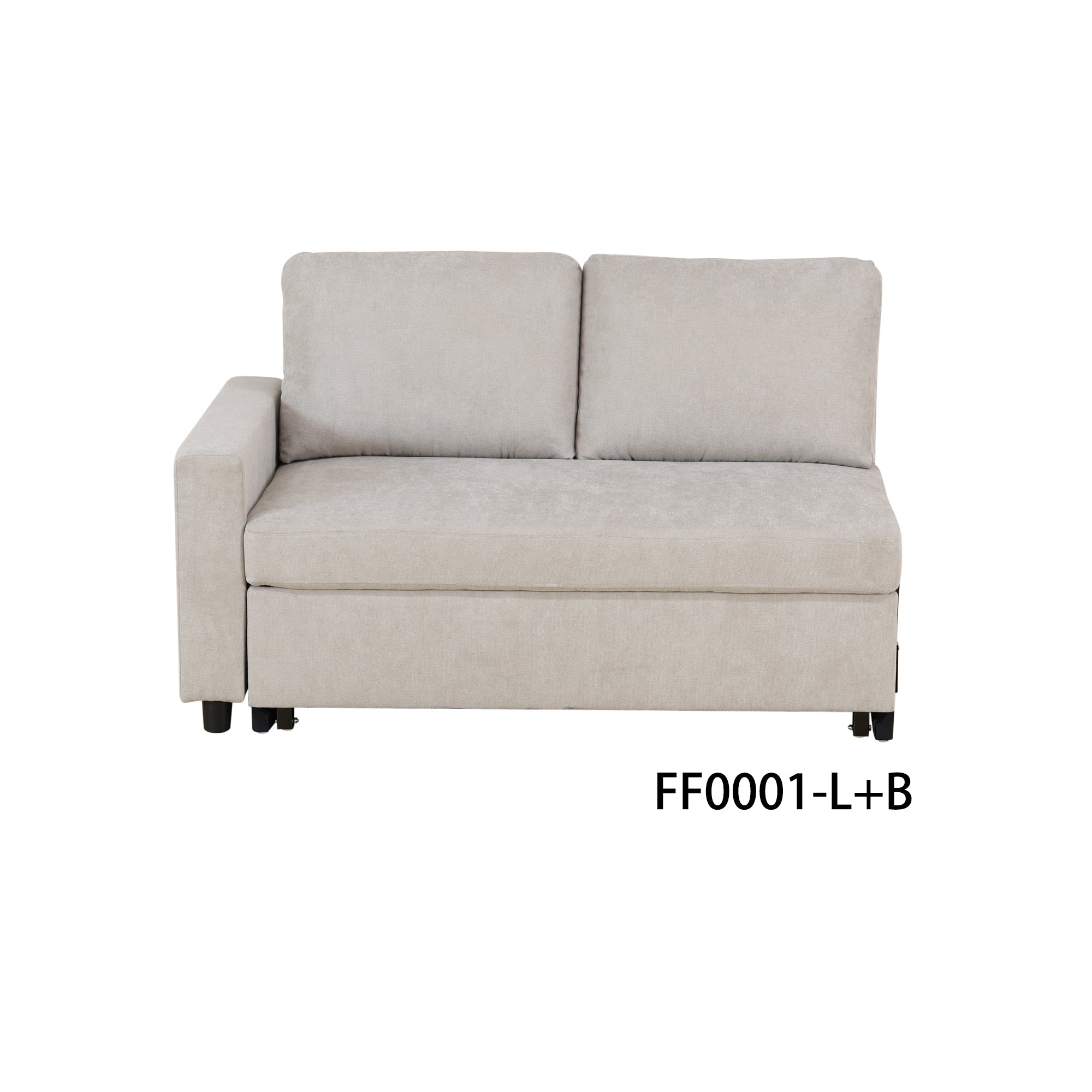 Ainehome Grey Flannelette L-Shaped Sofa bed