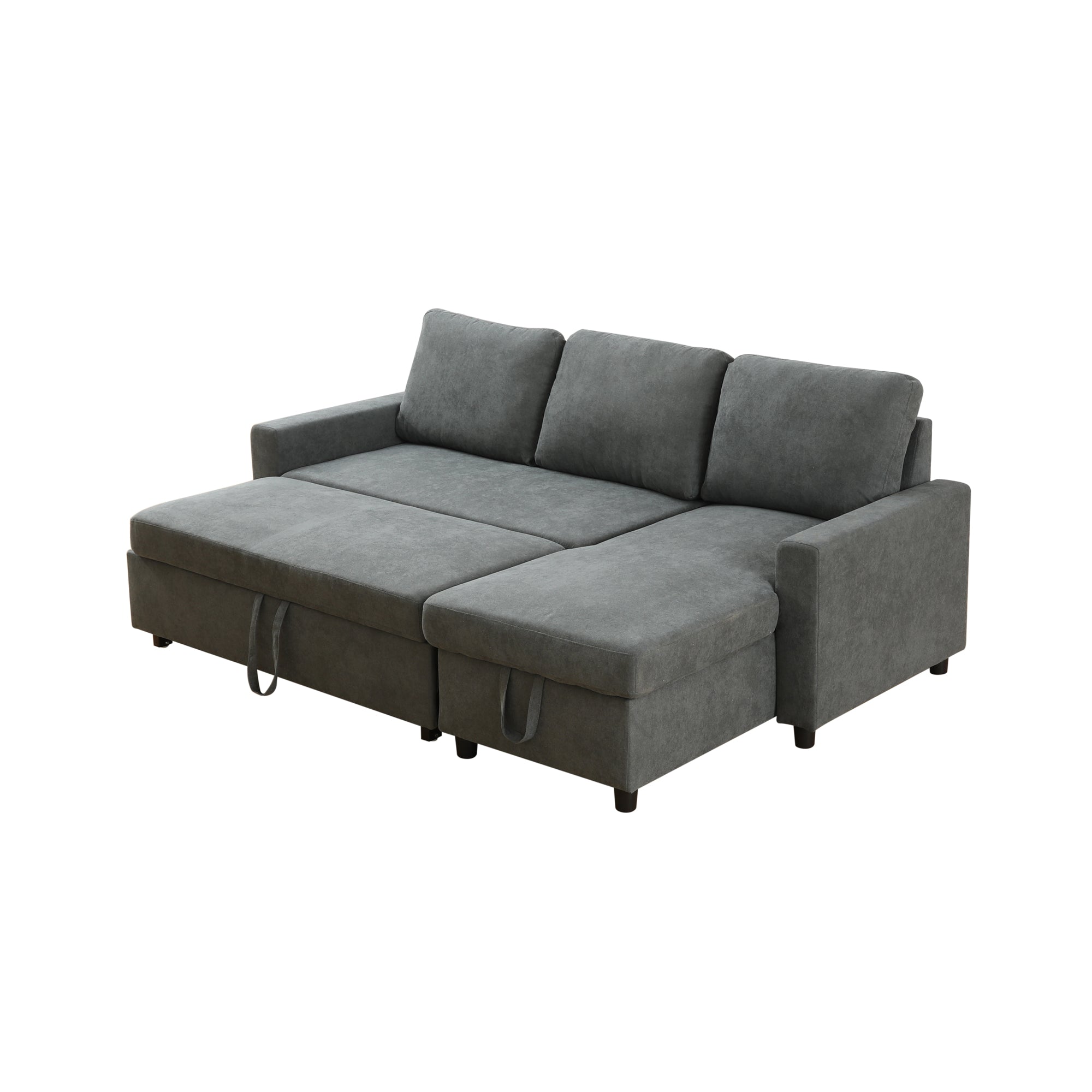 Ainehome Dark Grey Flannelette L-Shaped Sofa bed