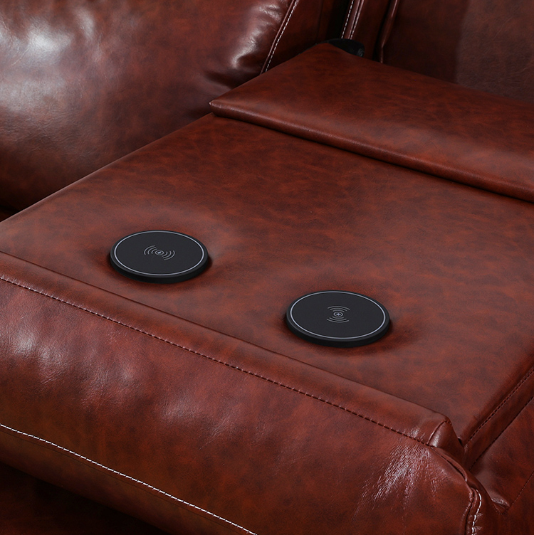 Ainehome Burgundy Breathable Leather Adjustable Back Recliner Sofa Set