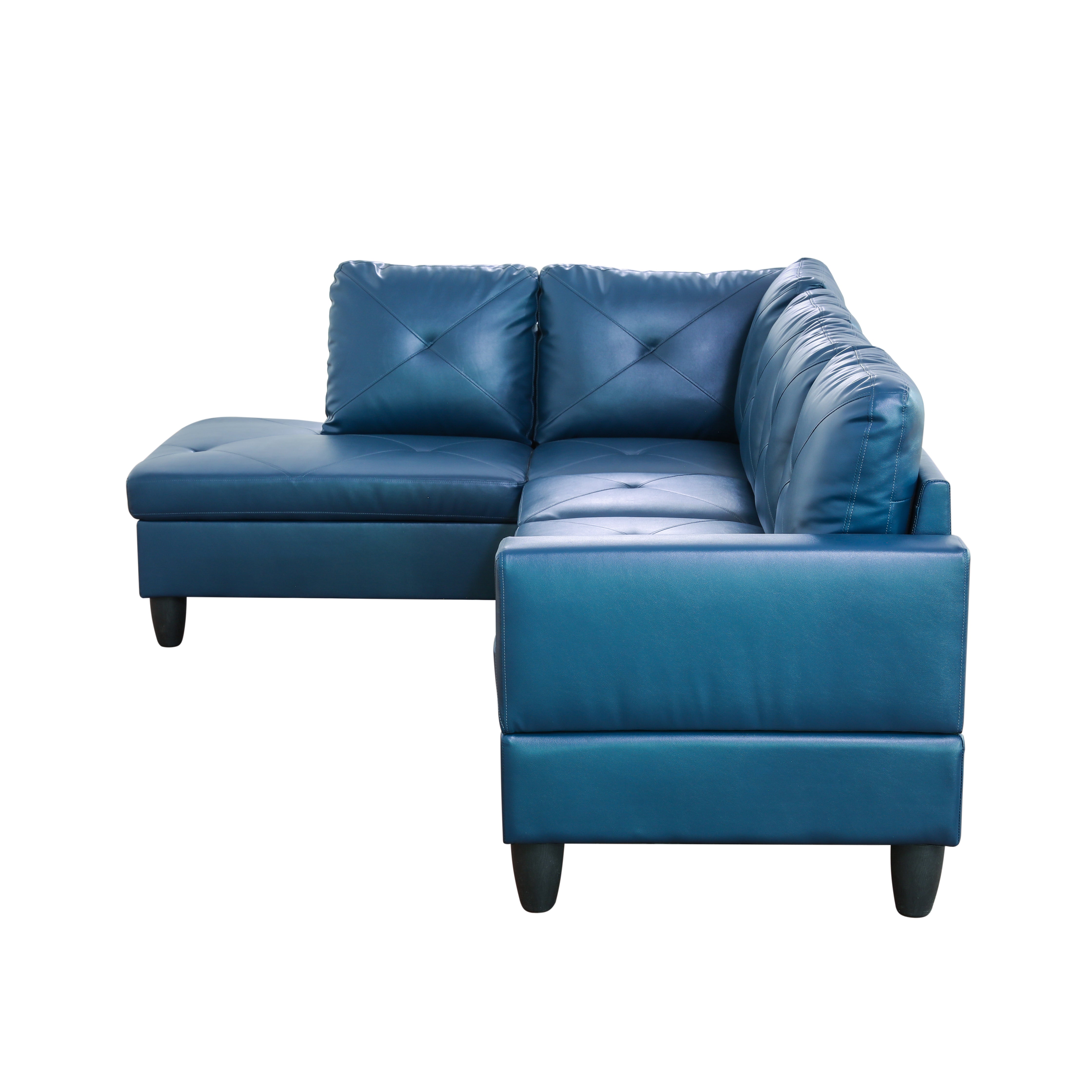 Ainehome Denim L-Shaped Faux Leather Sofa Set