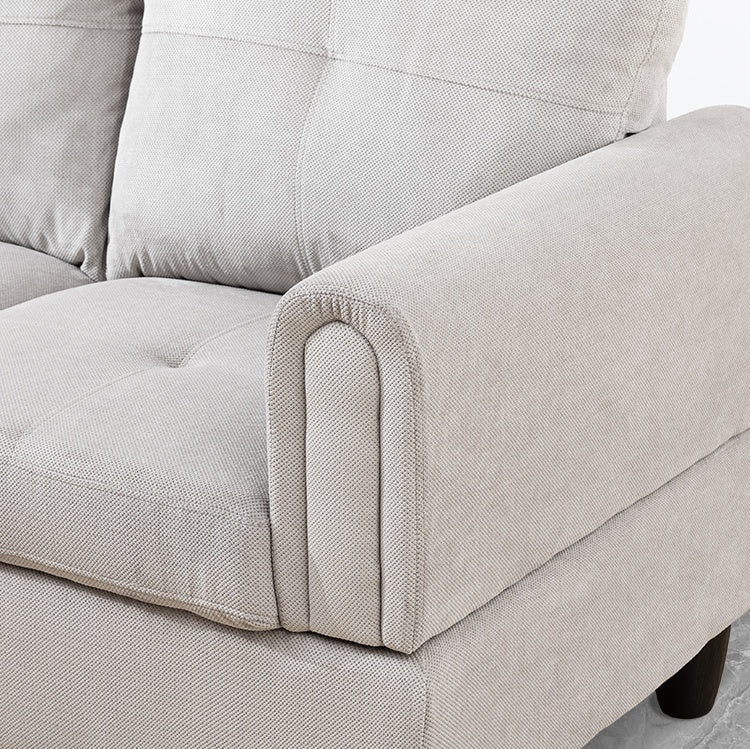 Ainehome Gray and White L-Shaped Corduroy Sofa Set