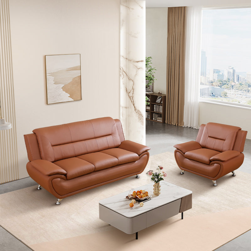 Ainehome Orange Faux Leather 3+2+1 Combo Sofa and Chair Set