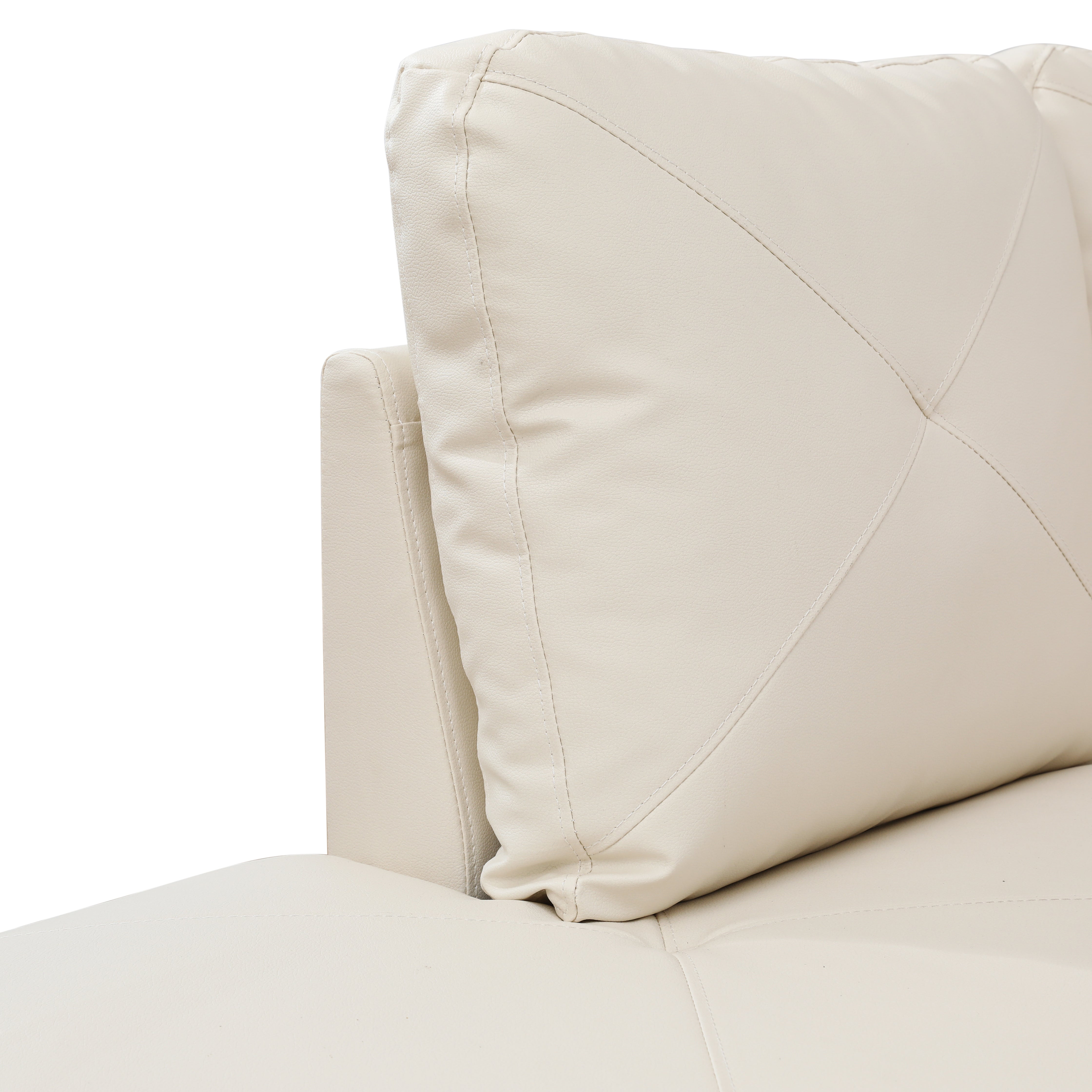 Ainehome White L-Shaped Faux Leather Sofa Set