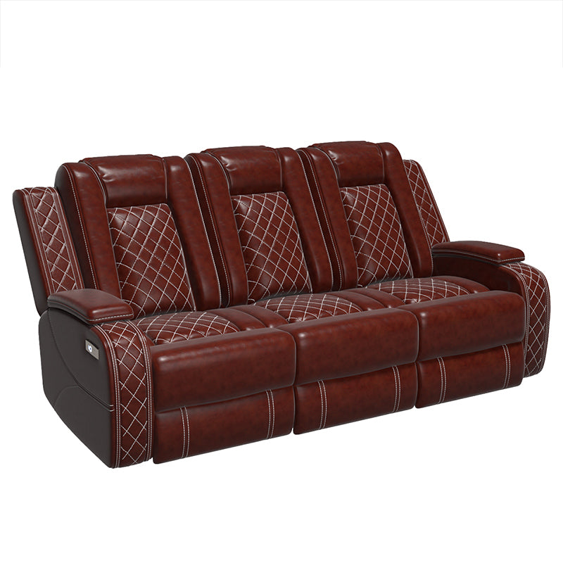 Ainehome Brown Breathable Leather Adjustable Back Recliner Sofa