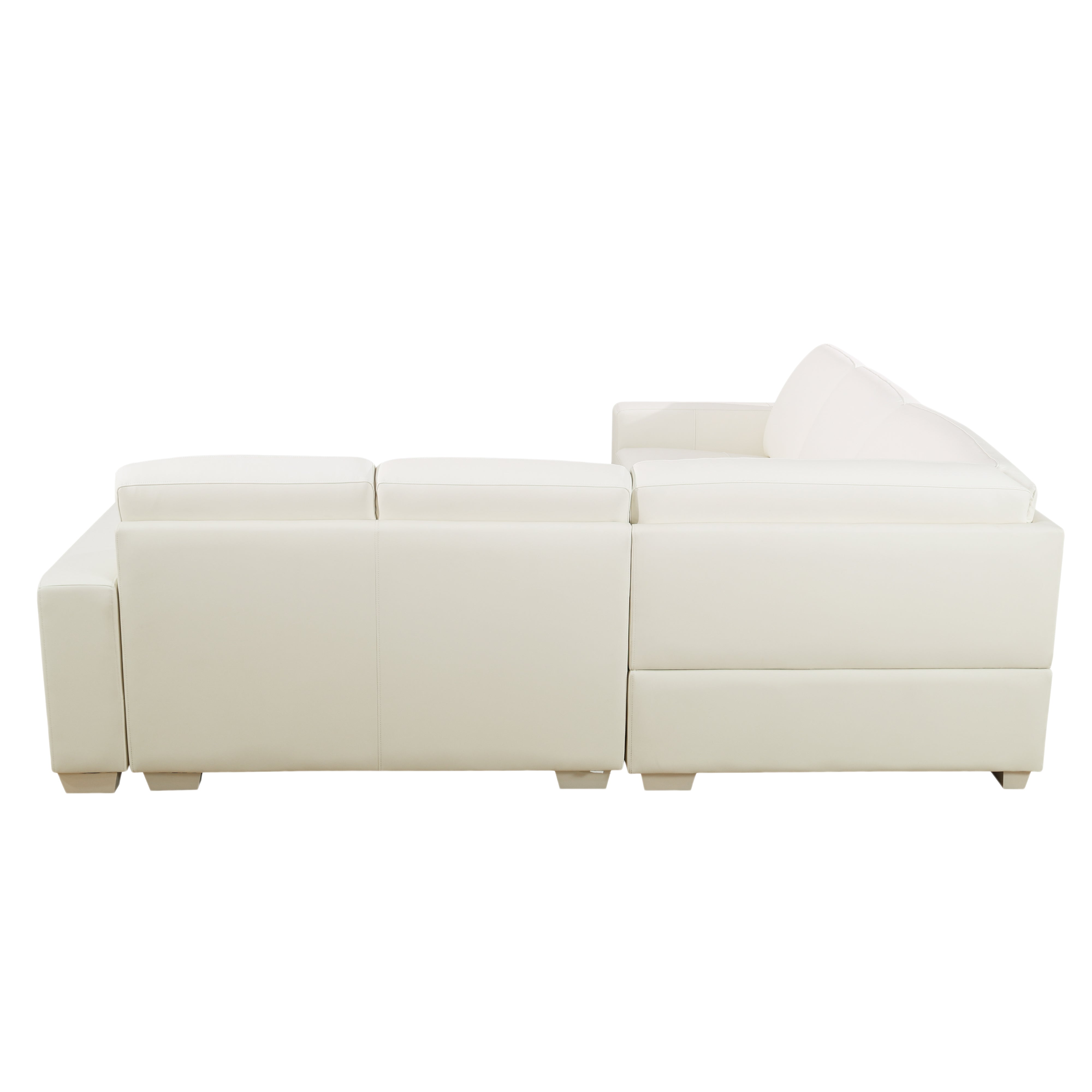 Ainehome White Cowhide Leather 6 Seater Combination Sofa Set