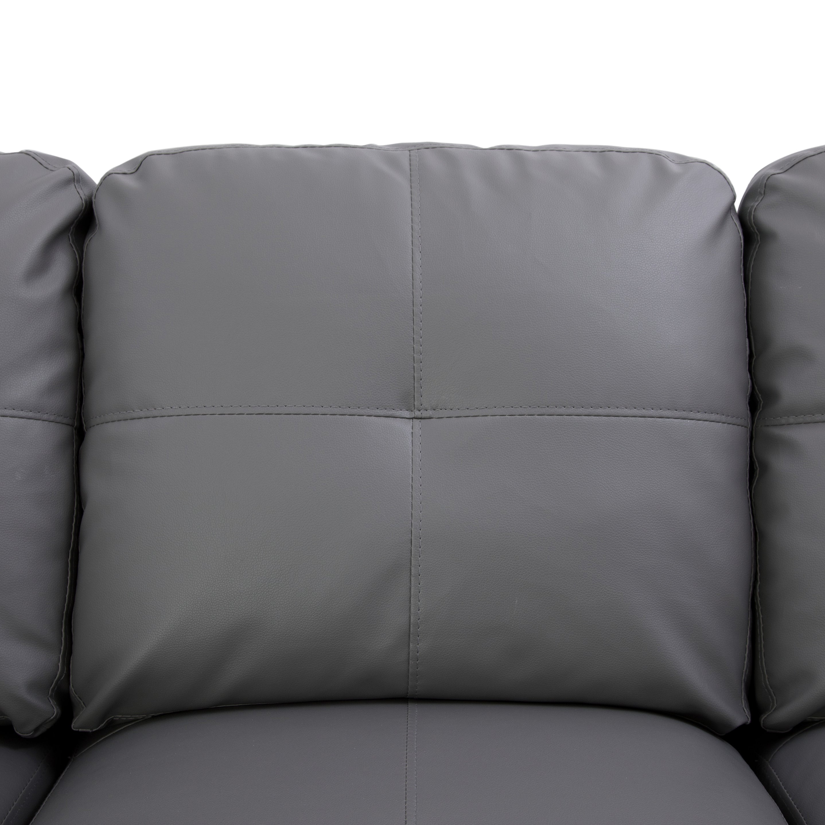 Ainehome Dark Grey L-Shape Leather Combo Sofa Set