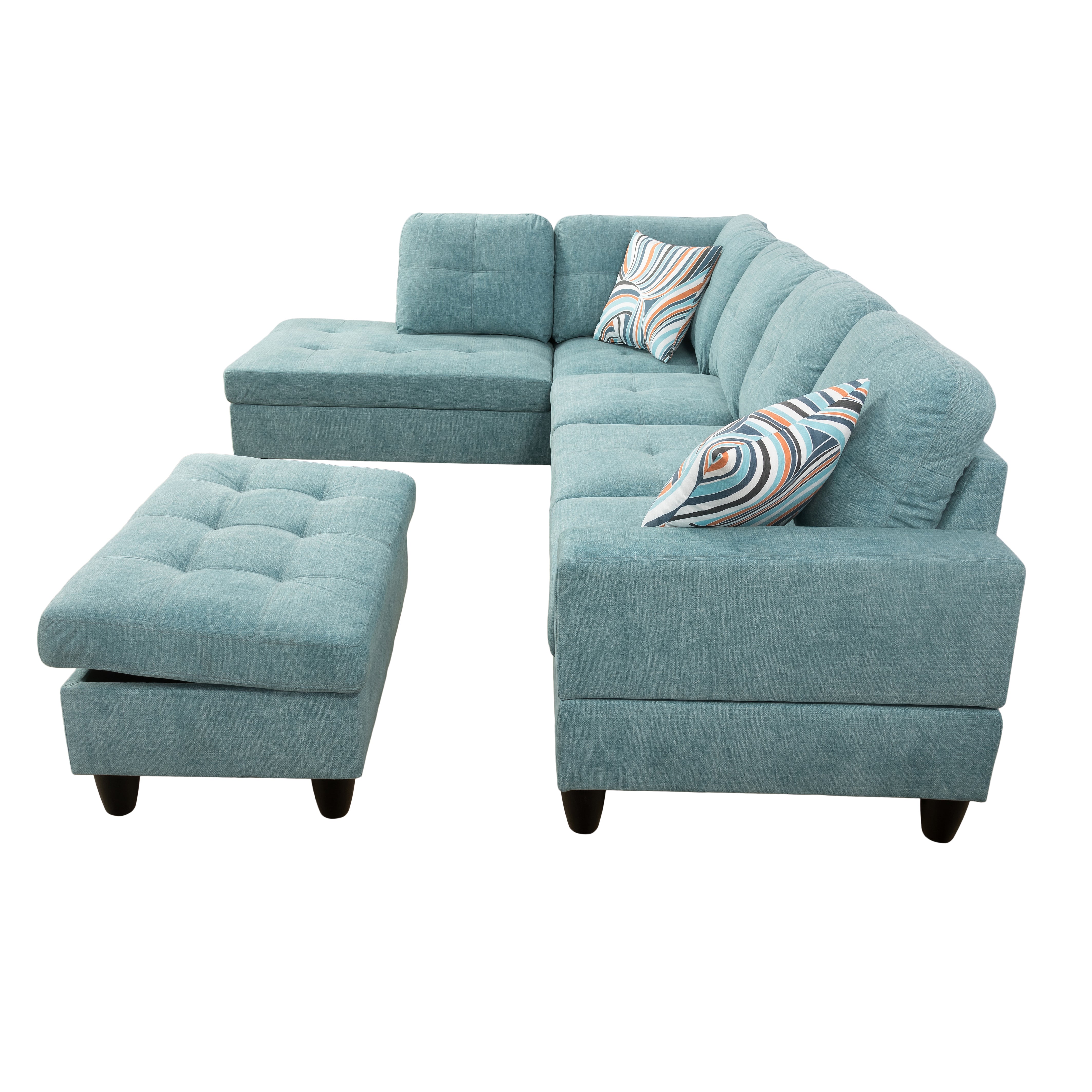 Ainehome Seafoam L-Shape Flannelette Fabric Combination Sofa Set
