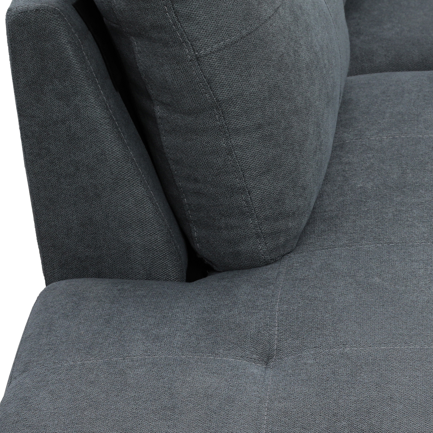 Ainehome Dark Gray L-Shape Flannel Sofa Set