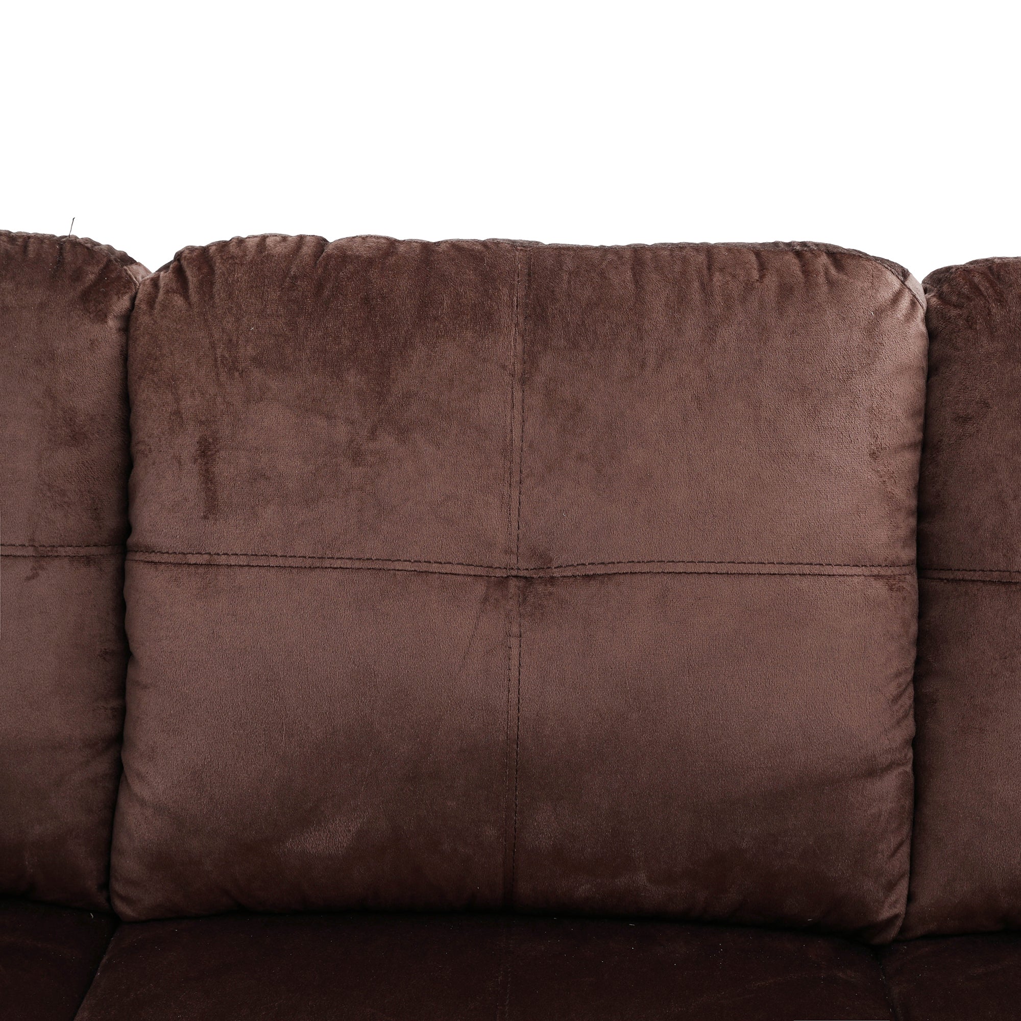 Ainehome Chocolate L-shaped Flannel Sofa Set