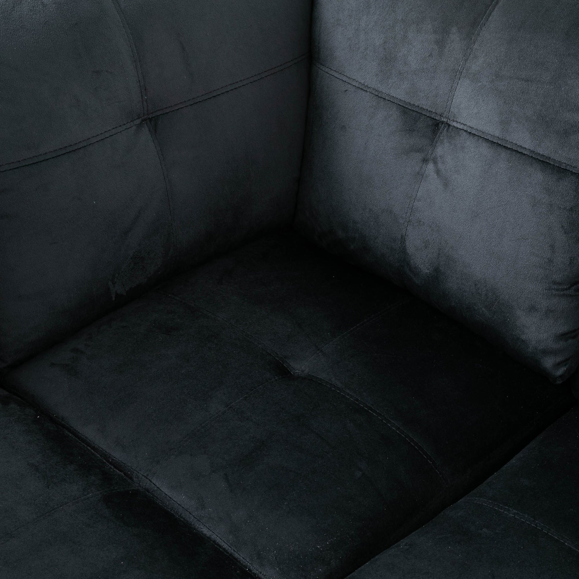 Ainehome Black L-shaped Flannel Sofa Set