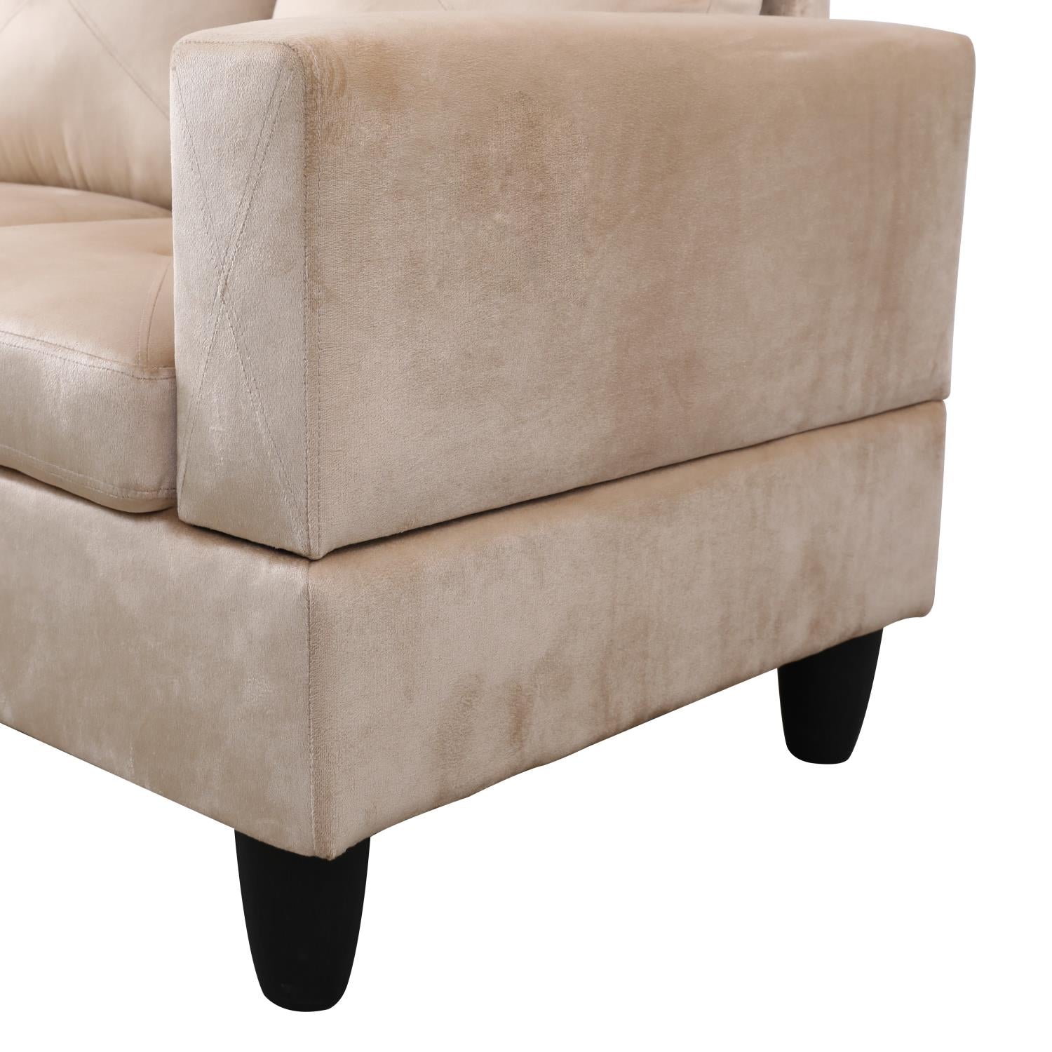 Ainehome Beige L-Shaped Microfiber Sofa Set