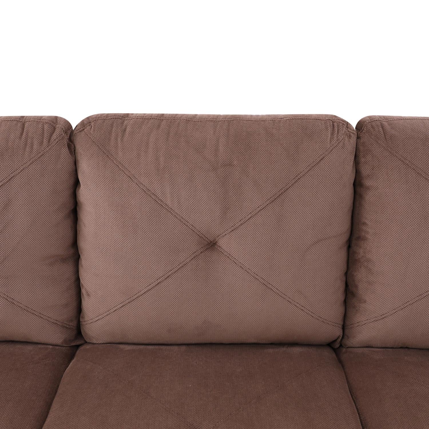Ainehome Brown L-Shaped Corduroy Sofa Set