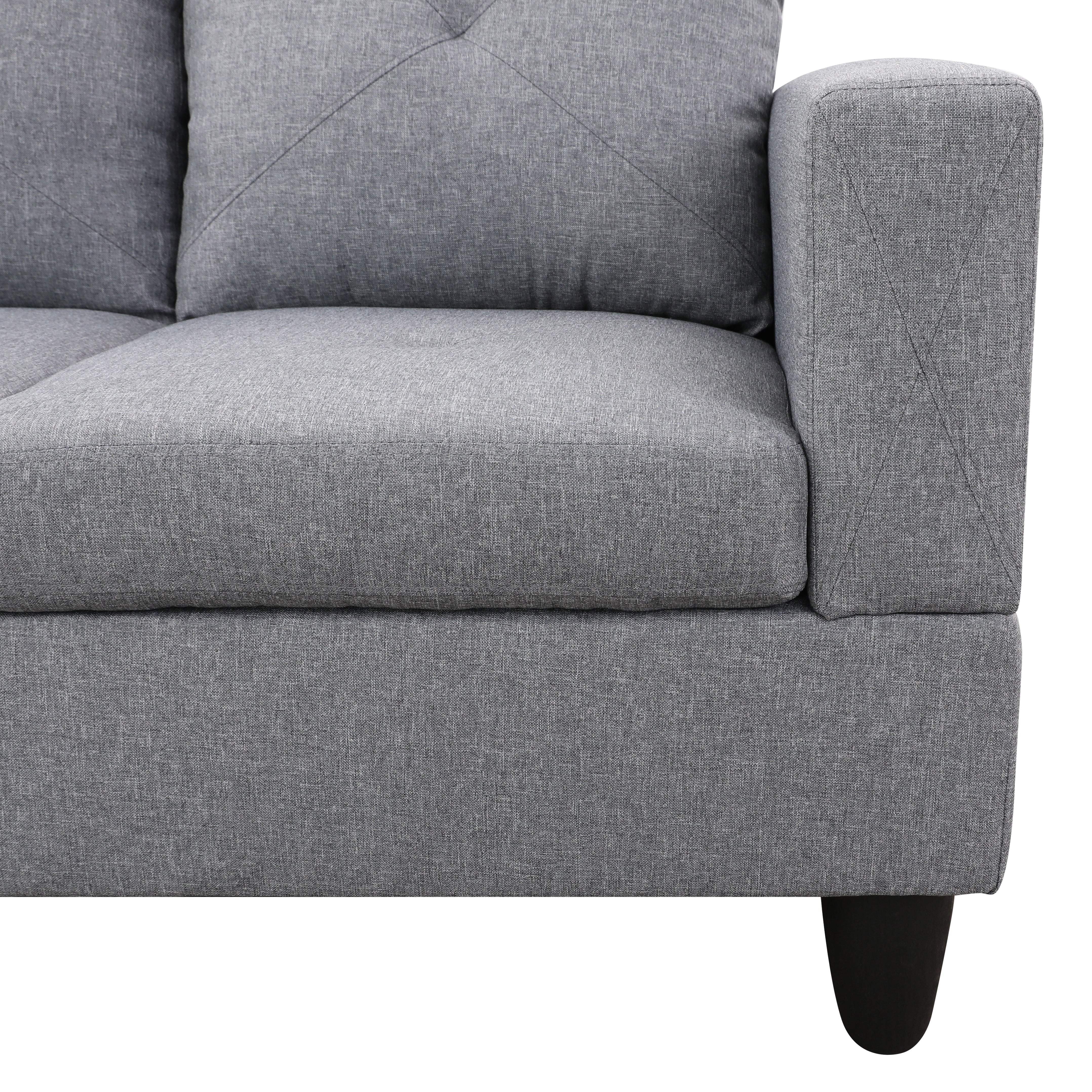 Ainehome Grey L-Shaped Linen Sofa Set