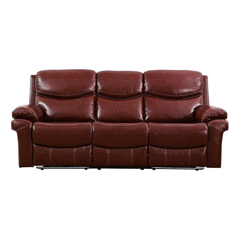 Ainehome Burgundy Breathable Leather Adjustable Back Recliner Sofa Set