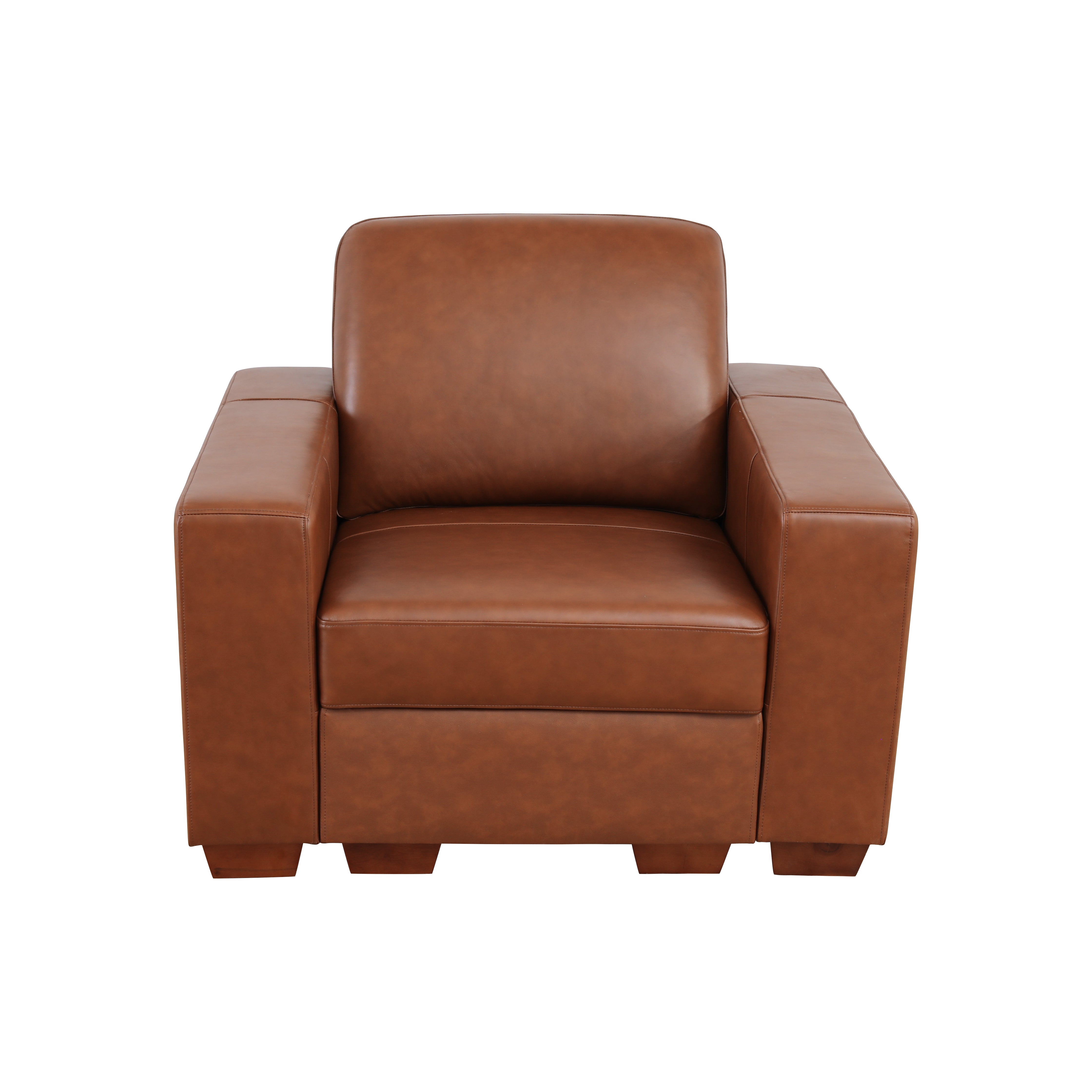 Ainehome Brown Top Cowhide 2+2+1 Combo Sofa and Chair Set