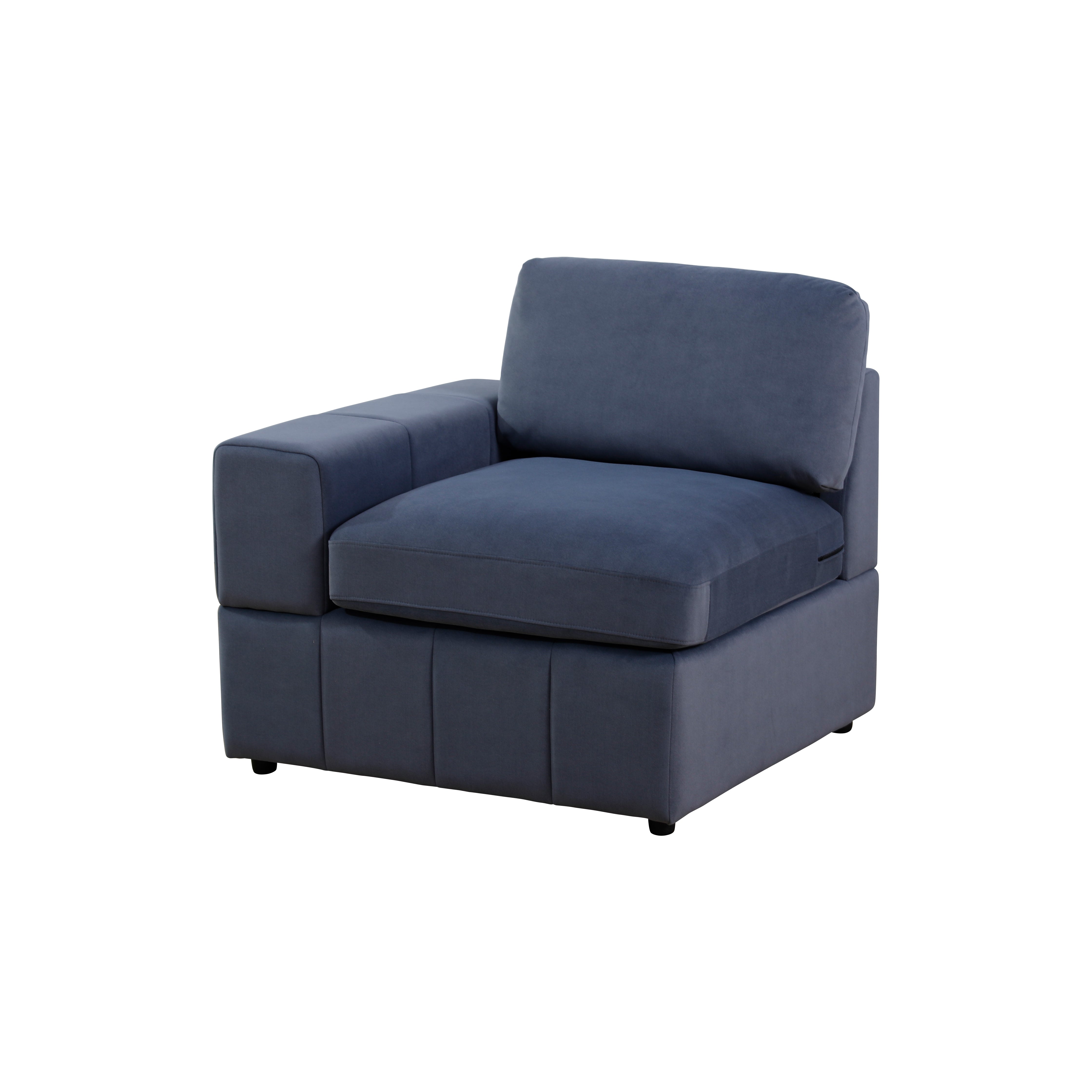 Ainehome Navy Blue Corduroy 6-Seater Combo Sofa Set